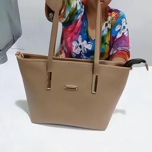 Tas Wanita Totebag Premium Ukuran Besar Kulit PU Sintetis Elegan Tali Selempang Kerja Kuliah