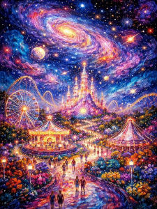 Starry Castle Fantasy Landscape Artwork Jigsaw Puzzle 500/1000/1200/2000PCS Stress Relief Puzzle Wall Art Decor Gift