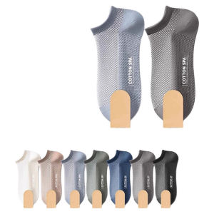 ถุงเท้ากีฬาผ้าฝ้ายระบายอากาศได้ดีสำหรับผู้ชาย ถุงเท้าเรือแบบบาง ดูดซับเหงื่อ ป้องกันกลิ่น ตาข่ายระบายอากาศได้ดี ถุงเท้ากันแบคทีเรีย