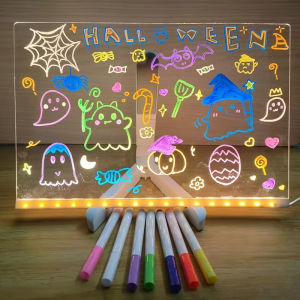 Bảng Thông Báo Acrylic Phát Sáng LED Bảng Vẽ USB Có Thể Xóa Được Kèm Giá Đỡ Dùng Cho Các Hoạt Động Sáng Tạo Quà Tặng Sinh Nhật Quảng Cáo Quán Bar