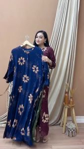 TERMURAH !! DASTER LONGDRESS LENGAN PANJANG BUSUI KANCING DEPAN LD 105 DRESS WANITA DEWASA RAYON ADEM MOTIF TERBARU