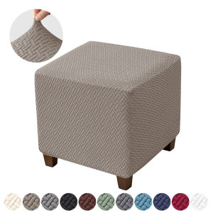 สีทึบ Jacquard Ottoman ฝาครอบสตูลสแควร์ยืดหยุ่น T-Shape โซฟาที่วางเท้า Slipcover สตูลวางเท้าสําหรับตกแต่งบ้าน