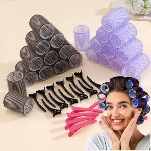 24pcs/Set Self Grip Hair Rollers No Heat Hair Clip Curlers Heatless Curls Hair Bangs Volume Self-adhesive Hook DIY Styling Tools