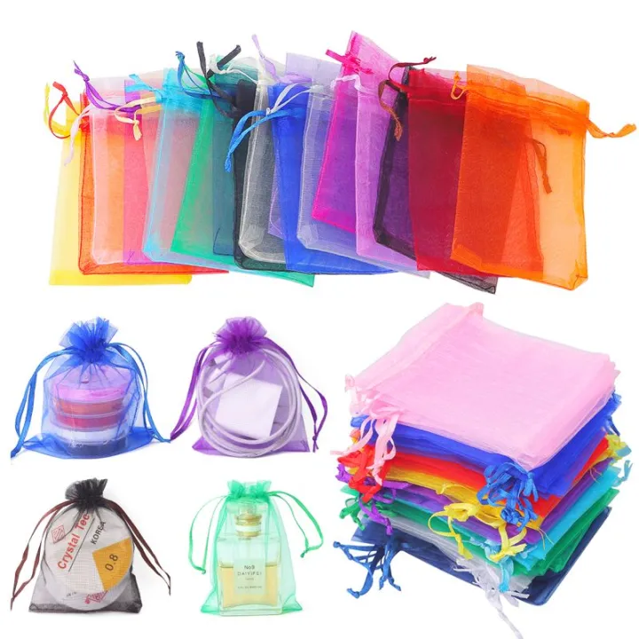 50Pcs Colorful Organza Bags Tulle Drawstring Pouches For Jewelry Packaging  Display Wedding Party Gift Bag Lipstick Beads Storage Candy Bags Lazada 