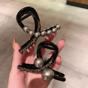 2025 New Pearl Acrylic Hair Claw Womens High-Quality Diamond Embedded Shark Clamp Stylish Hair Accessories for Women