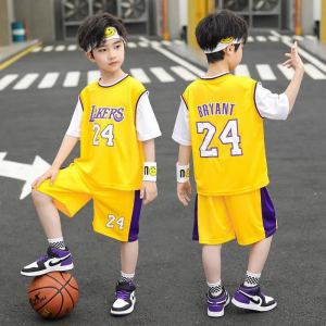 Childrens Basketball Uniform Set Short Sleeve Lightweight Training Clothes Quick Dry Lake Showers Kobe Summer Sports Gear