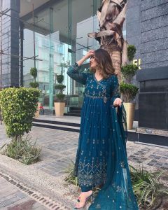 [PRE-ORDER] Ready Made Georgette With Full Embroidery Sequence Work Gown ( Delivery 15 days )