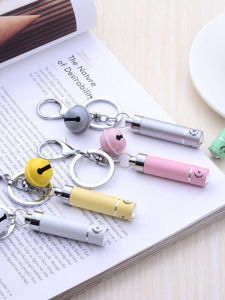 Mini Keychain Flashlight Car Decoration Couple Lighting Aluminum Alloy Children Student Cartoon Pendant Bell Outdoor Camping Travel Gear