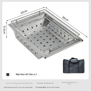 Campingmoon | Bàn Nướng Than Hoạt Tính CAMPINGMOON UG-1 IGT Có Thể Mở Rộng Chống Gió Hai Lớp Cách Nhiệt Kèm Bếp Củi Cho Cắm Trại Ngoài Trời Nướng BBQ
