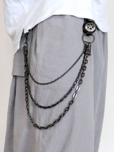 กระเป๋าคาดเอวแบบลำลองสำหรับทั้งชายและหญิง สายโซ่โลหะหลายชั้นสไตล์ปUNK ย้อนยุค สไตล์เดนิม เครื่องประดับแฟชั่นอเนกประสงค์