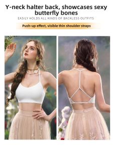 mitaopai | Thin Straps Cross-back Seamless Small Bust Gather Bra