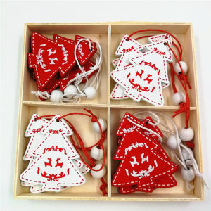 12-Piece Wooden Christmas Decorations Set - Pure Wood Pendants (Deer Bells Snowflakes Stars) | Xmas Tree Ornaments