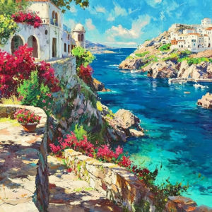 Tranh Sơn Dầu Acrylic Theo Số Theo Mẫu Tranh Phong Cảnh Ven Biển Trên Vải Bố Dành Cho Người Lớn - Không Kèm Khung