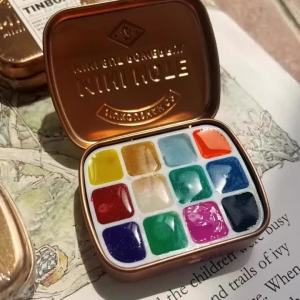 24-color Holbein/Makeup Watercolor 1.6ml Sub-package Paint Storage Iron  Artist-grade Outdoor Sketching Portable Water Color