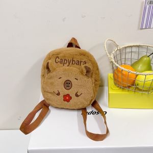 Cute Plush Backpack for Girls Kindergarten Bookbag Dual Shoulder Bag Cartoon Style Zipper Closure Daily Use Childrens Bag