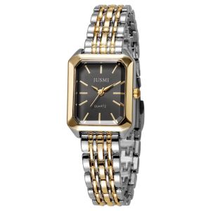 Square Womens Dual Color Alloy Watch Strap with Steel Strap and Quartz Watch