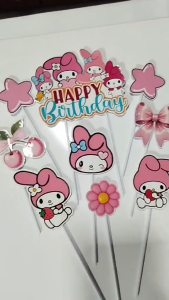 Premium Glossy Cake Topper | Frozen Stitch Bear Minnie Mouse & Baby Boss Fairy Cinamoroll My Melody Theme