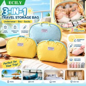 ECILY  1/2pcs  Travel Organizer Bag Large Capacity Waterproof Underwear Storage Pouch Portable Toiletry Cosmetic Case For Women Luggage Sorting 27cm