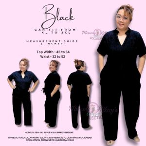 Mommy Kikays Collection| CHINA Plus Size Chinese Collar TOP with Garterized 2 side pockets Wide Leg Pants for Casual Office Wear Coords can fit from XL 2XL 3XL Womans Wear