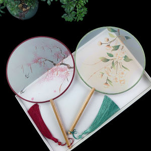 Classical round Miniature Group Fan Traditional Chinese Hanfu Cheongsam Fashion Show Dance Fan Royal Court Style Wooden Frame