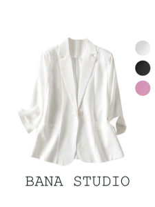 Bana Cattle Goods Export Genuine Product Leftover Stock Withdraw from Cupboard Plus Size Womens Thin Pure Color Black and White Three-Quarter Sleeve Small Suit Suit