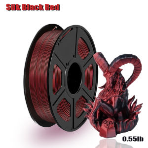 Silk Dual Color PLA Filament 3D Printer 1.75mm +/- 0.02mm Bicolor Filament Two Tone PLA 250G(0.55lbs)  Black Red