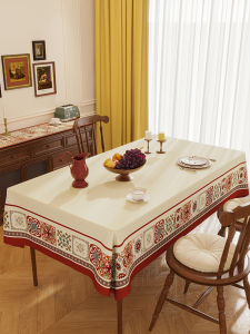 Elegant Rectangular Tablecloth Atmosphere Sensation Waterproof Home Use Tea Table Cloth Vintage Luxury Feel Snail Pattern Geometry Design