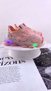 Sepatu Sneakers Lampu LED Anak usia 1 2 3 4 5 6 tahun / Sepatu Kets Tali Anak Cewek Motif Kupu Kupu / Sepatu MENYALA Anak Balita Perempuan Fashion Sporty / Sepatu Baby Casual Wanita Modis Motif Butterfly Cute / Sepatu Running Anak Lampu LED Lucu Trendy