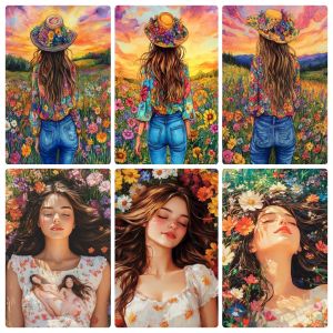 Acrylic Paint By Numbers Back View Lady By Numbers on Canvas Coloring By Number for Adults Paint Digital Art