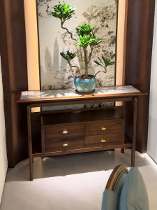 Modern Minimalist Luxury Rock Panel Wooden Entrance Table New Chinese Style Solid Wood Hallway Decorative Case Study Table