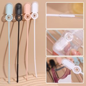 2PCS Silicone Straw Brush Long Handle Pacifier Bottle Cleaning Brush Soft Cup Lid Gap Teapot Spout Brush Kitchen Washing Tool