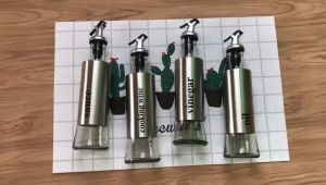 Maffy (3in1set)(4in1set) Free Funnel Kitchen Glass Blue Oil Bottle Stainless Steel Leak-proof Soy Sauce Vinegar Seasoning Bottle Storage 350ml