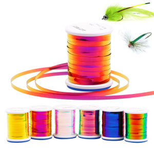 2PCS 6PCS 2mm Wide 2 Tones Flat Mylar Tinsel Fly Tying Material Flashabou Tinsel Nymph Streamer Saltwater Trout Fishing Lures