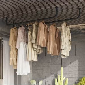 Wall Mounted Clothes Rack 60cm 100cm 120cm Heavy Duty Industrial Iron Pipe Clothes Rack Rak Pakaian Paip Industri