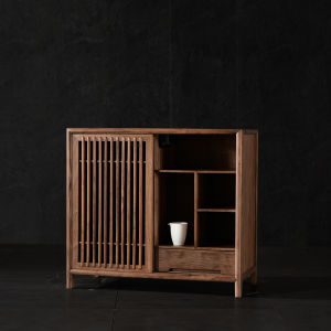 Jiaguxuan New Chinese Style Tea Cabinet Solid Wood Black Walnut Tea Side Cabinet Boiling Cabinet Integrated Old Elm Side Table