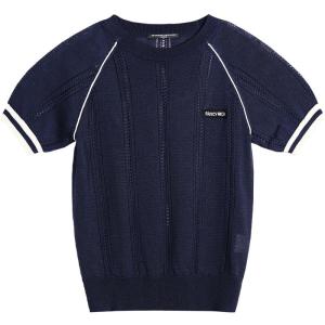Áo Sweater Knit Mỏng Xanh Hải Quân Xem Thấu Giúp Gầy