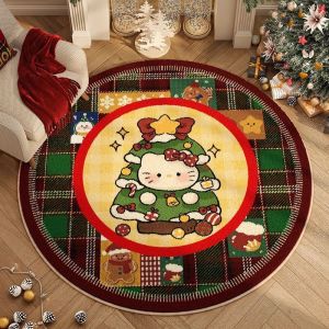 Thảm Tròn Phong Cách Hello Kitty Bằng Vải Len Nhân Vật Hoạt Hình Dễ Thương Dùng Trong Nhà Có Thể Giặt Máy Thảm Phòng Khách Phòng Ngủ Thảm Trà