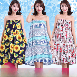 Pure Cotton Summer Thin Bathrobe Nightgown Wrap Chest Beauty Salon Towel Womens Bath Kimono Home Comfortable Sleepwear