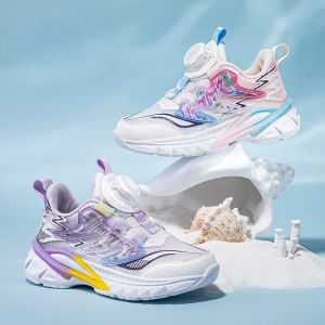 Girls Sneakers Cool Fabric Sports Shoes Honey Purple Rotating Buckle Non-Slip 27-38 Flexible Preschooler Kids New Fashion Style Durable Nursery Comfy Leisure Kindergarten Primary School Students Infants Cute Children Lovely Sweet Princess Running Footwear