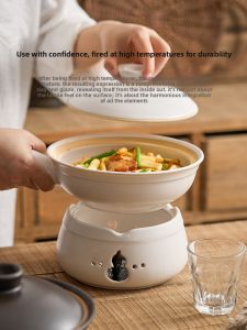 YOGEHOME | Rice Pot for Clay Pot Rice Home Use Side Handle Dry Burn Resistant Ceramic Small Sand Pot