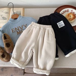 Thickened Fleece Winter Trousers for Kids Boys Girls Loose Fit Sporty Sweatpants New Arrival 2024 Winter Collection Cotton 100%