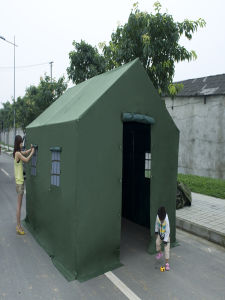 Emergency Outdoor Outdoor Camping Construction Site Civil Disaster Relief Tent Windproof and Rainproof Three-Layer Canvas Cotton Pavilion