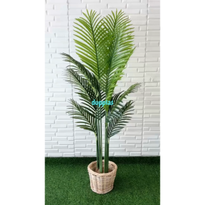 Pohon Artificial Tanaman Hias Palem T150 Latex Cover Pot Rotan Bulat Hiasan Kantor Dekorasi Studio Aesthetic