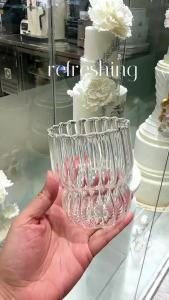 300ML Coffee Glass Cups Striping Shape Ice Milk Cup Juice Dessert Fruit Yogurt Cocktail Beer Soda Home Bar Party Breakfast Cup