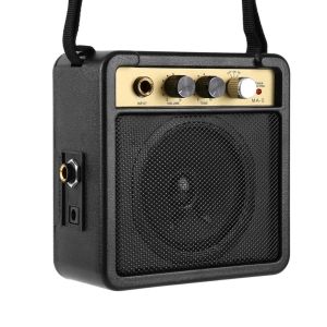 Mini Guitar Amplifier Amp Speaker with 3.5mm & 6.35mm Inputs 1/4 Inch Output Supports Volume Tone Adjustment Overdrive