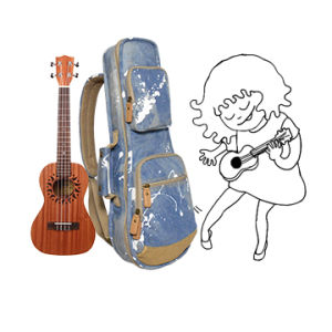 กระเป๋าใส่อูคูเลเล่ขนาด21นิ้วผ้าเดนิมที่มีดีไซน์กันน้ำและระบายอากาศได้กันกระแทกอย่างมืออาชีพและการป้องกันอย่างหนาเข็มขัดพยุงหลังและช่องเก็บของที่หลากหลาย