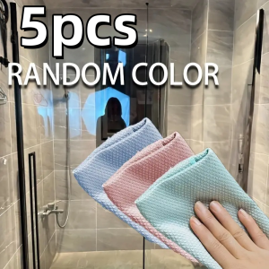 5pcs Magic Cleaning Cloths - Streak-Free Glass & Mirror Wipes Removes Water Stains/Marks for Kitchen Car & Home