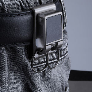 Mens High-Grade Car Key Ring Belt Belt Waist Hanging Double Ring Buckle Key Ring Classy Waist Hanging Buckle