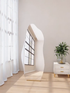 SuperValue Light Luxury Standing Mirror Wavy Full Length Mirror Unique Design Mirror Small Apartment Mirror