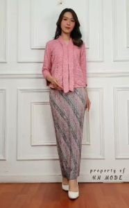 READY STOCK Setelan kebaya floy brukat / kebaya kartini / kebaya wisuda / kebaya modern / maroon / navy / abu / dusty